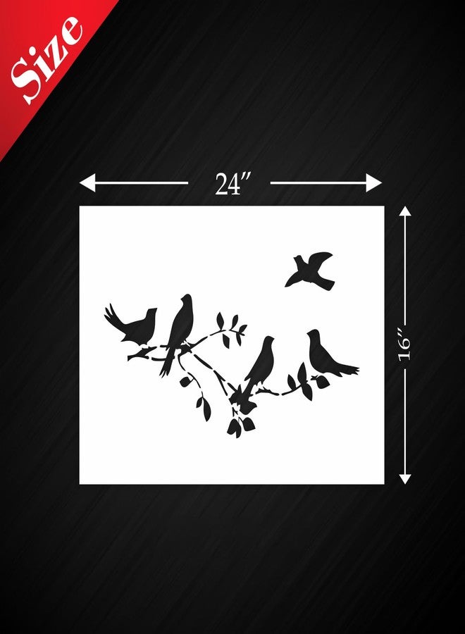 StenCart Birds on Branches Pack of 2 Reusable Wall Stencil Design Stencil for Wall Painting Home Wall Decoration(16 inch x 24 inch)-Combo Pack of 2 - Image 2